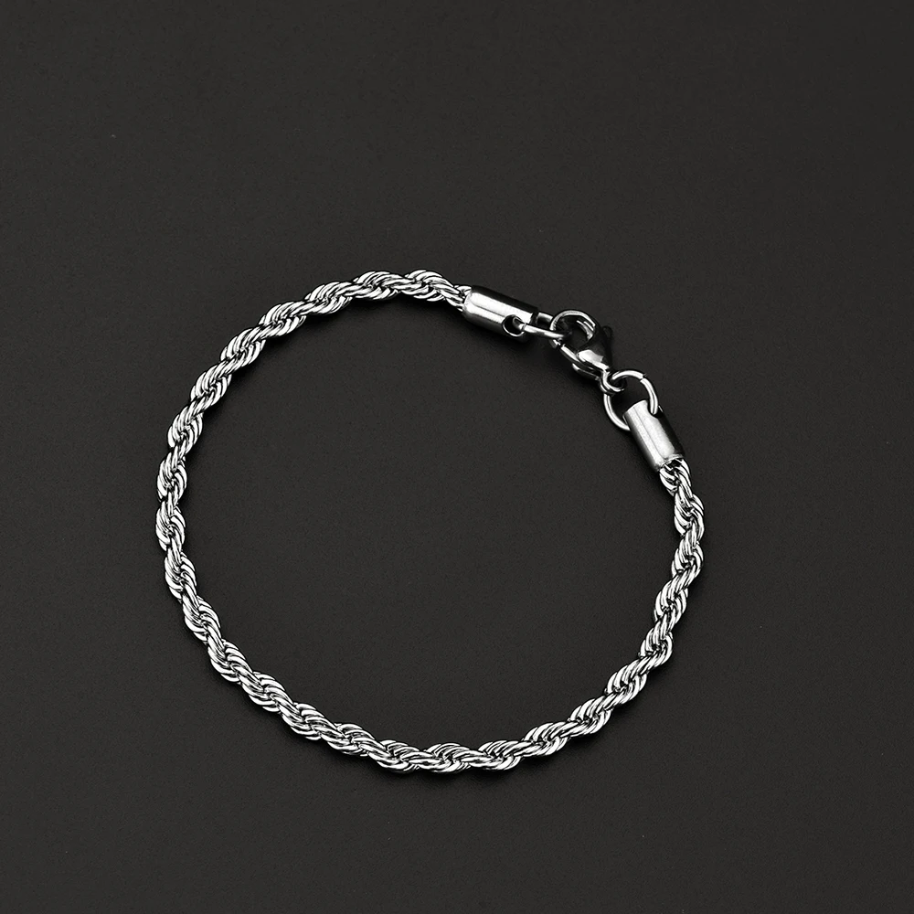 

Low Price 4MM Stainless Steel Twisted Chain Bracelet Fashion Unisex Jewelry Top Quality Christmas Gift drop shipping