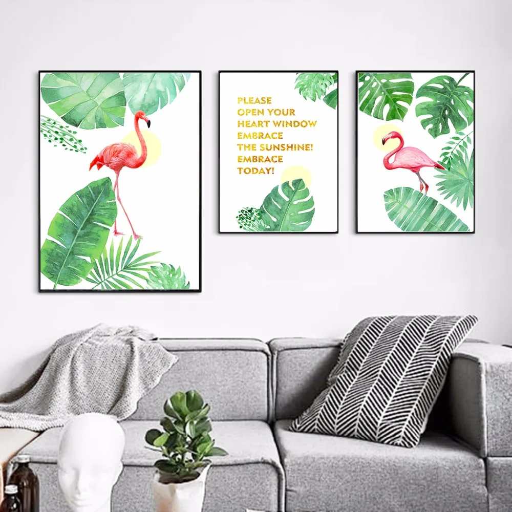 Фламинго животных акварель плакат стены книги по искусству Печать на холсте декоративная картина для детей Современный домашний декор