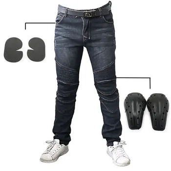

Men Motorcycle Waterproof Black Nap Jeans Motorbike Thermal Thick Pants Denim Trousers Aramid Protective Lining