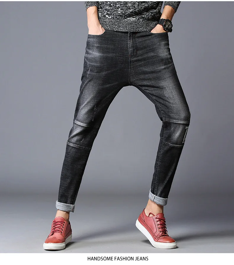 KEGZEIR мужская одежда 2019 стрейч узкие джинсы мужские повседневные мужские джинсы пэчворк черные мужские Модные джинсы бренд Celana джинсы Pria