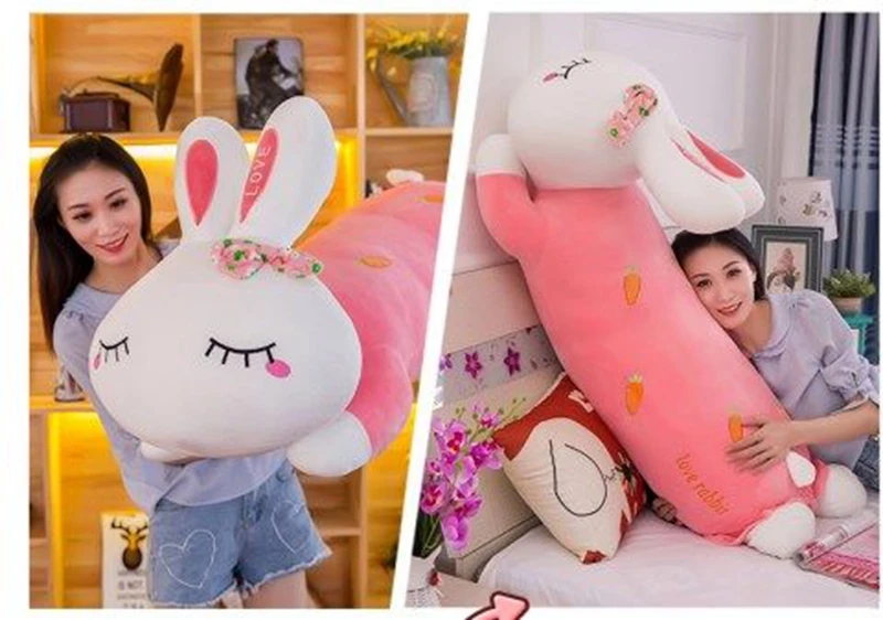 Dorimytrader Pop Cuddly Soft Cartoon Lying Bunny Plush Toy Large Stuffed Anime Rabbit Doll Pillow Gift for Girls Lover Present 130cm DY61999 (11)