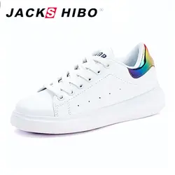 JACKSHIBO/2018 женская обувь на платформе модные блестящие каблук Дизайн белые туфли на толстой подошве удобная обувь Дамская обувь 35-40