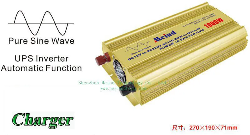 

Meind@ High Quality Pure Sine Wave Built-In Charger UPS DC 24V to AC 220V Continuous 1000W Peak 2000 Watt Power Inverter