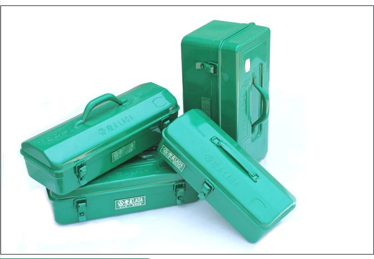 LAOA Sheet Iron Suitcase Two Layers Multi-purpose Storage Boxes Hardware Kit Parts Tools Cases Green Color tool backpack