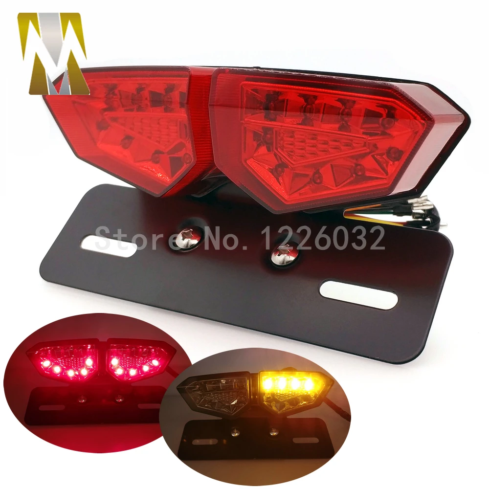 

Free Shipping Tail Light Bracke Custom Bikes Motorcycle Smoke Lens Brake Running License Plate Tail Light Hot sale