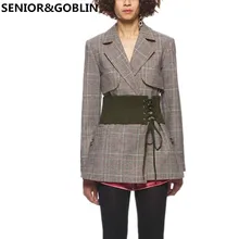 Новое поступление Осенняя Женская Мода Подиум высокого качества решетки рукав Сплит коллекционный костюм куртка