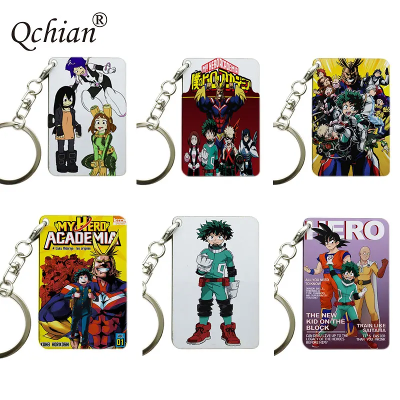 

My Hero Academia Print Keychain for Men Women Boku No Hero Keychain Izuku Midoriya Katsuki Bakugou All Might Key Chains Ring