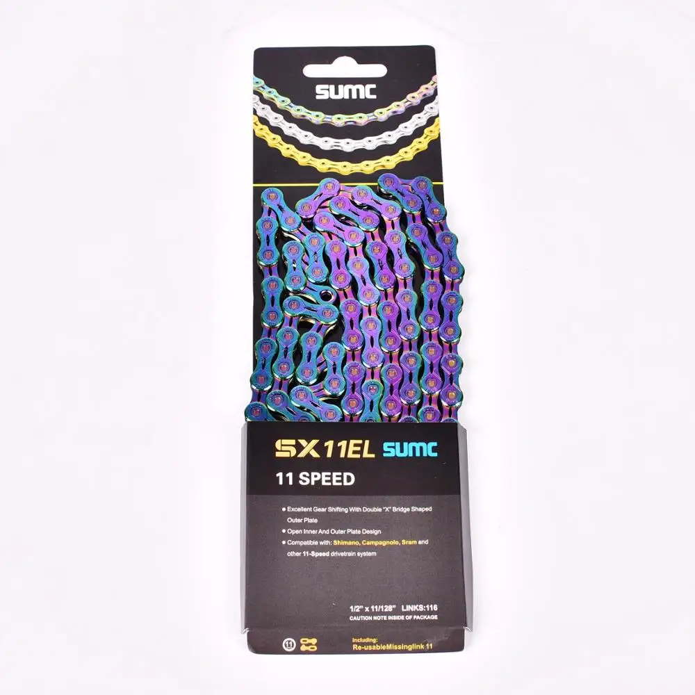 Best SUMC 9 10 11 12 speed Bicycle Rainbow Chain Colorful MTB Mountain Road Bike Shifting Chain With Missinglink For Shimano Sram 19
