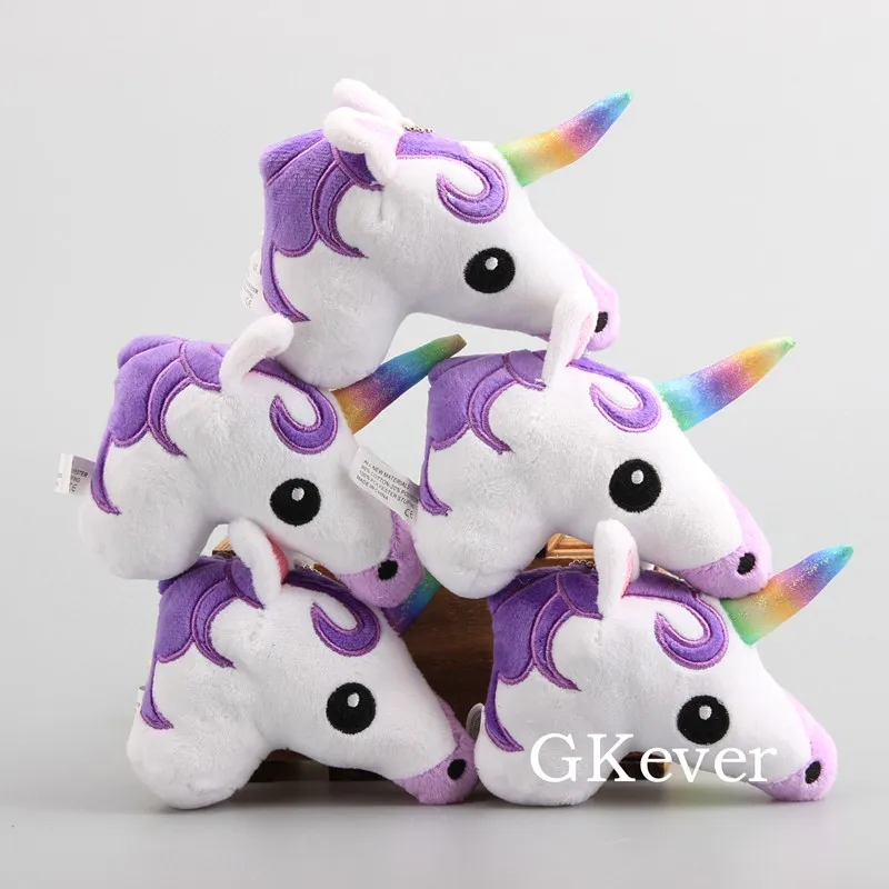 

Cartoon 5 Pcs/Lot Unicorn Kawaii Plush Pendant Purple Color with Keychain Soft Stuffed Dolls 4" 10 CM Children Gift