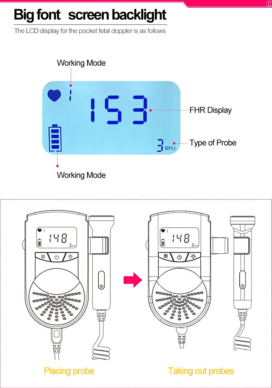 ultra-som portátil bebê monitor de freqüência cardíaca