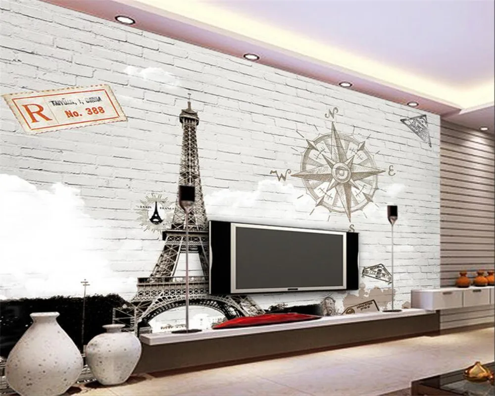 Us 81 46 Di Scontobeibehang Personalizzare Qualsiasi Dimensione 3d Carta Da Parati Astratto Dipinto A Mano Parigi Torre Eiffel Parete Tv Carta Da