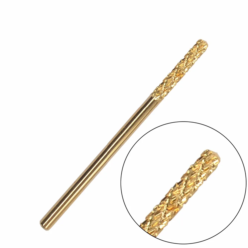 

WUF 1 Pc High Quality Samll YG8 Tungsten Steel Diameter Gold Plated Nail Drill Bit Grinding Head Tool For Nail Art Drill Machine