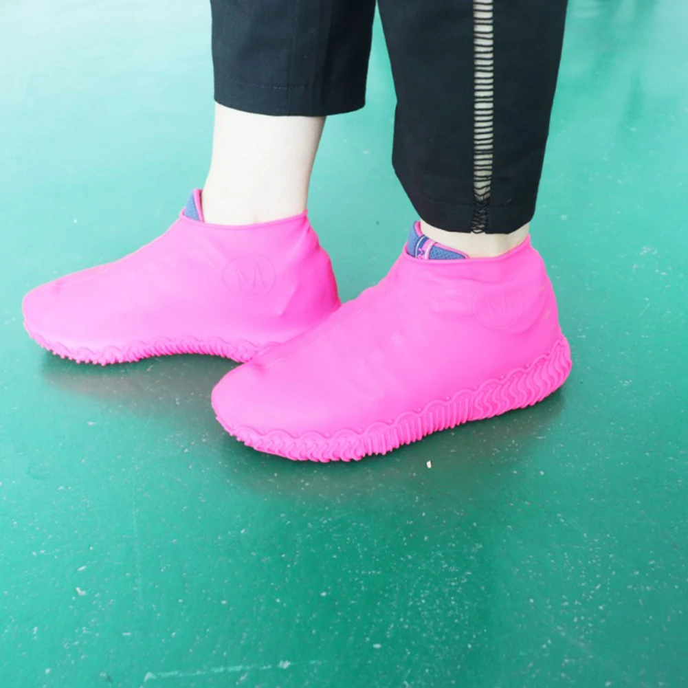 1 пара многоразовые Нескользящие однотонные покрытие на обувь от дождя Водонепроницаемые силиконовые Бахилы для обуви походные