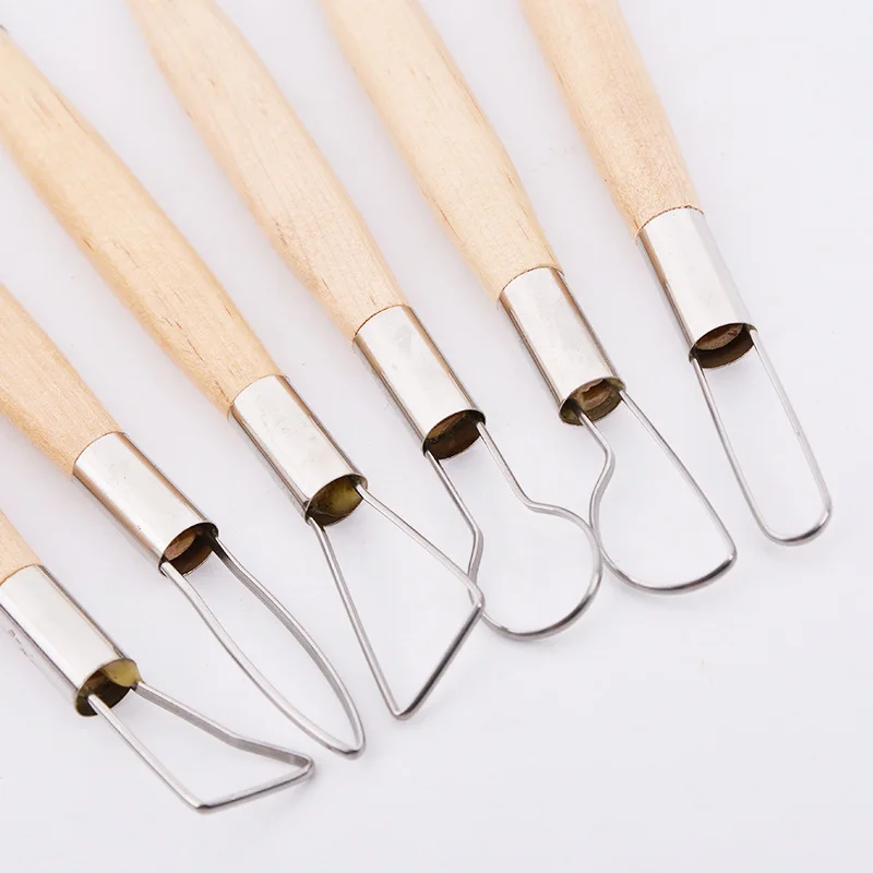 6 шт., нержавеющая сталь, двойная головка, Проволочная глина, скульптура, нож для деревянной керамической глины, гравировка, вспомогательные инструменты, комбинированный набор