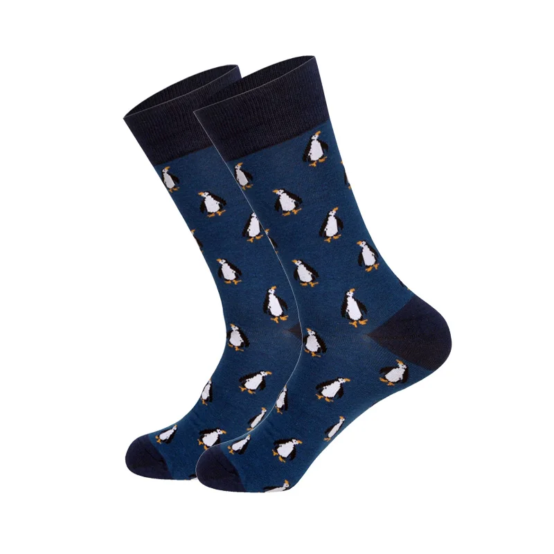 Брендовые дизайнерские носки для мужчин, подарки, 28 цветов, птицы, фламинго, Пингвины, уличная одежда, длинные повседневные носки - Цвет: Penguin C