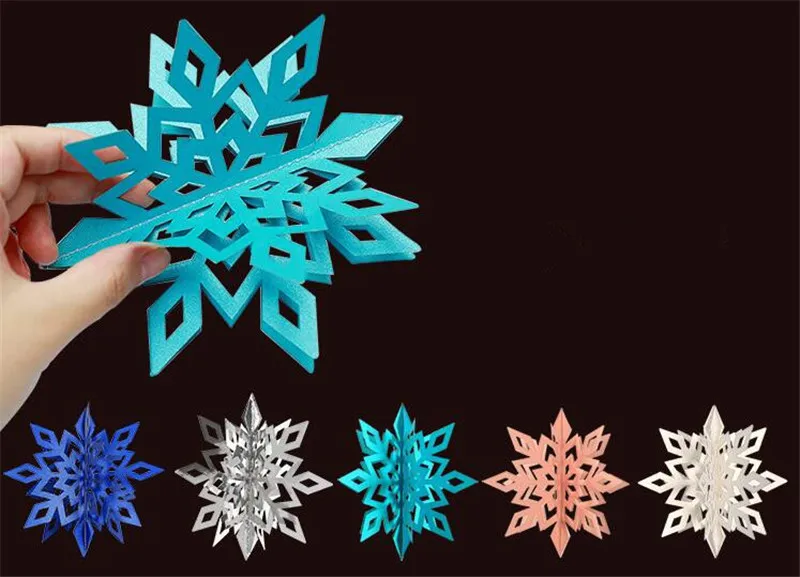 

New 50sets 6 Pcs/Set Cardboard 3D Hollow Snowflake Hanging Ornaments New Year's Christmas Decorations for Home Party Decoration