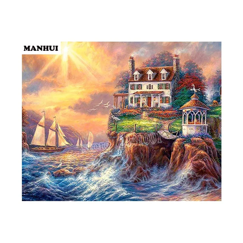 

Seaside Chalet Landscape DIY Diamond Mosaic Handmade Diamond Painting Cross Stitch Set Diamond Embroidered Pattern DiamondBSS088