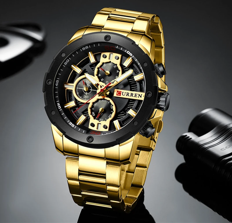 Curren Мужские часы Топ бренд класса люкс водонепроницаемые Модные кварцевые мужские наручные часы из нержавеющей стали мужские часы с хронографом