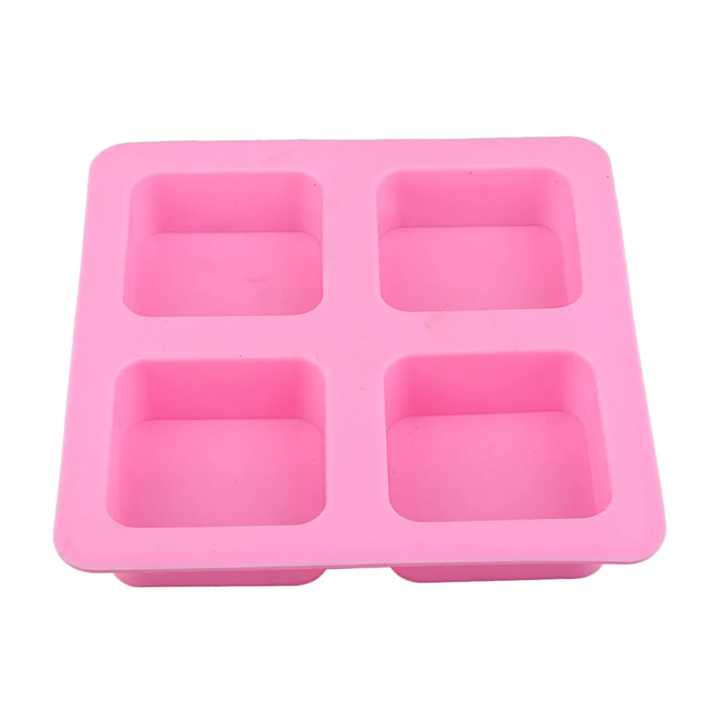 4 grids Square Silicone Soap Making Mold Fondant Cake Chocolate Mould