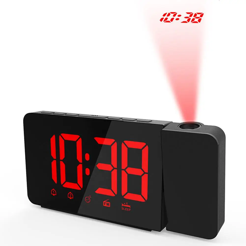 AsyPets цифровой светодиодный дисплей радио Будильник проекционный таймер повторения сигнала - Цвет: red
