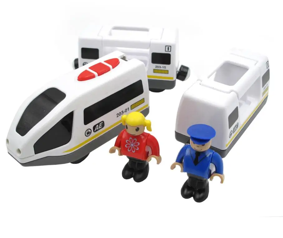 Free shipping Remote control electric magnetic link compatible BRIO wooden track white Harmony train and red worldwide train 15