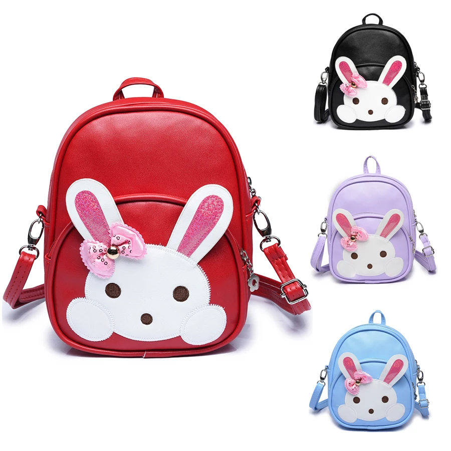 Lovely Cute Children Backpack Schoolbags for kindergarten baby girls leather rabbit bow kids