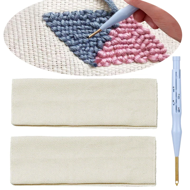 

2 Pieces Linen Needlework Fabric Sewing Punch Needle Embroidery Punch Needle Weaving Tool Punch Needle Embroidery Accessory
