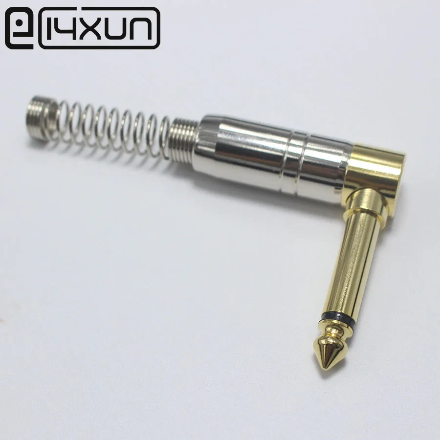 

EClyxun 1pcs/lot 90Degree Angle 6.35mm Mono Audio Plug Jack Amplifier Microphone Plug King Protection Device with Spring