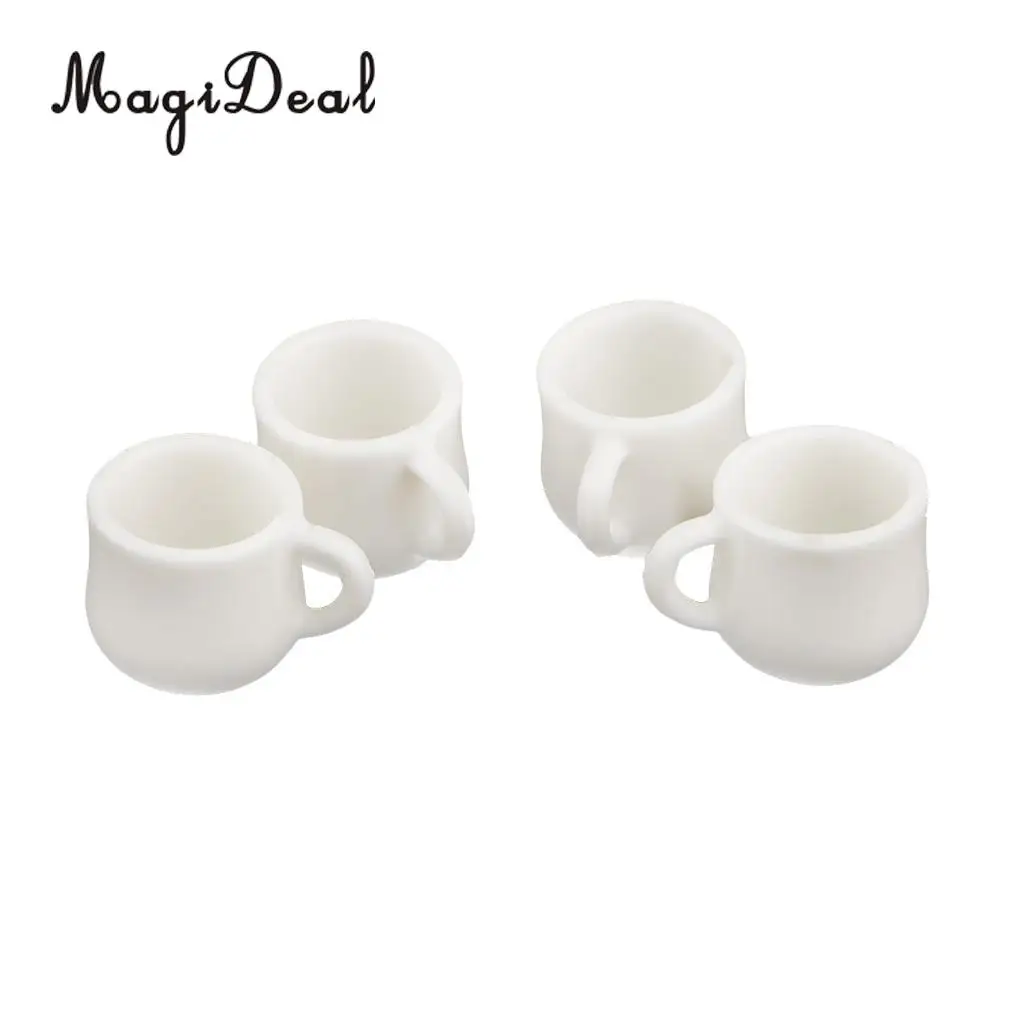MagiDeal 4Pcs/Lot 1/12 Scale Dolls House Miniature White Cafe Tea Drink Cups Mugs for Coffee Shop Teahouse Restaurant Kitchen
