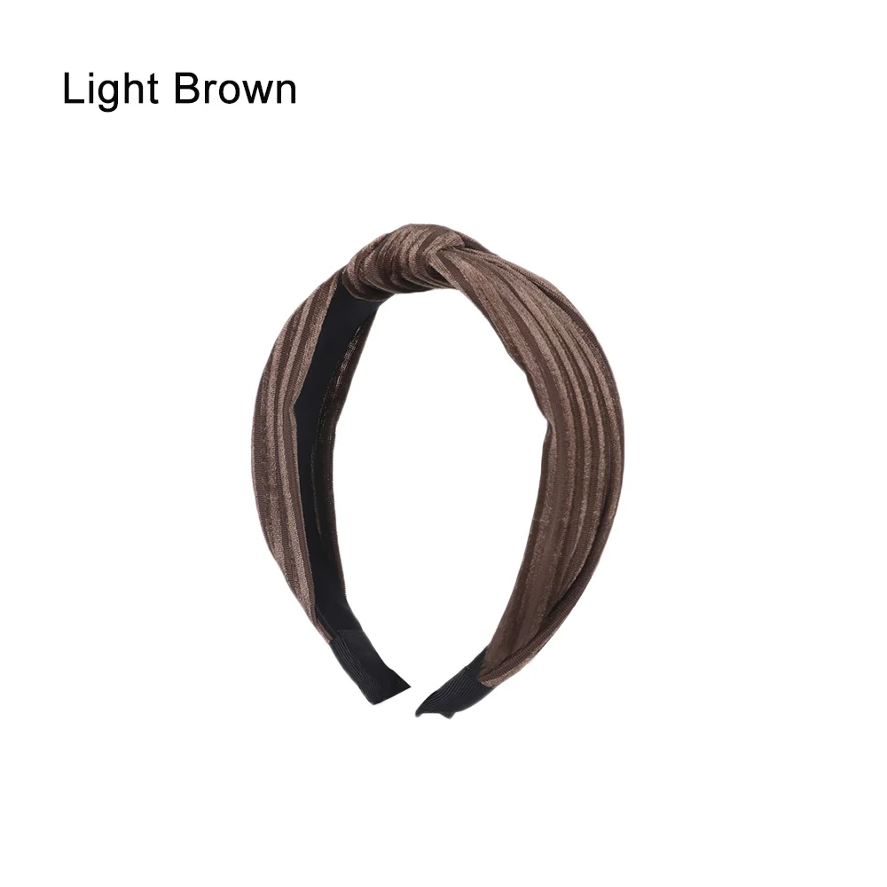 Модный бархатный обруч для волос для женщин и девочек богемный головной убор с узлом широкая лента для волос мягкая завязанная лента для волос аксессуары для волос - Цвет: Light Brown
