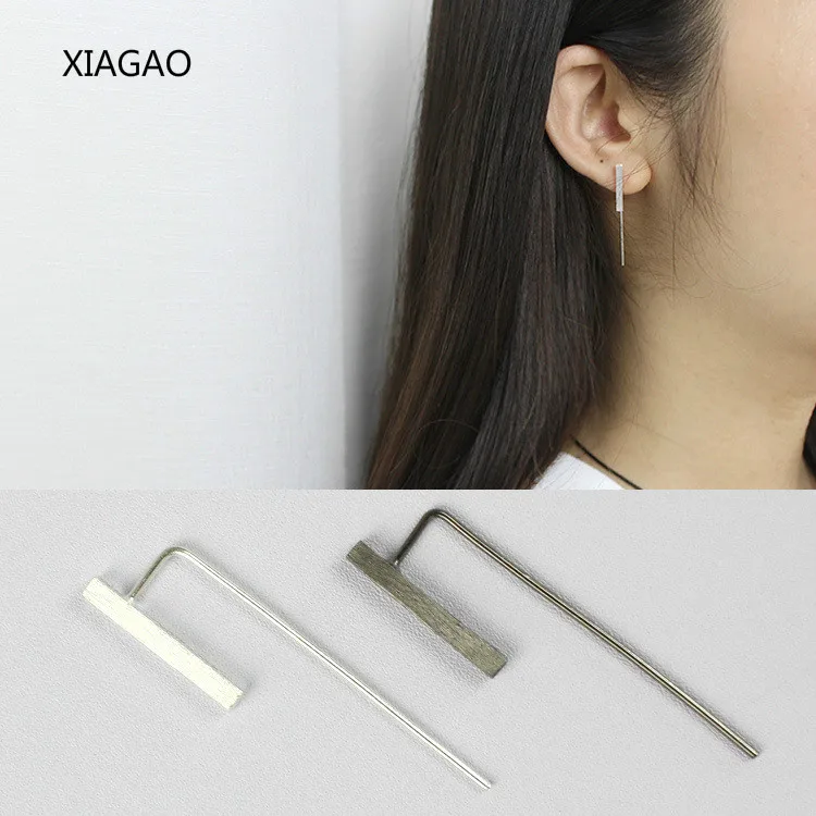 

XIAGAO Fashion Sterling Silver Jewelry Costume Jewelery Earrings 925 Silver Women Black/Silver Color Simple Bijoux Femme CNE006