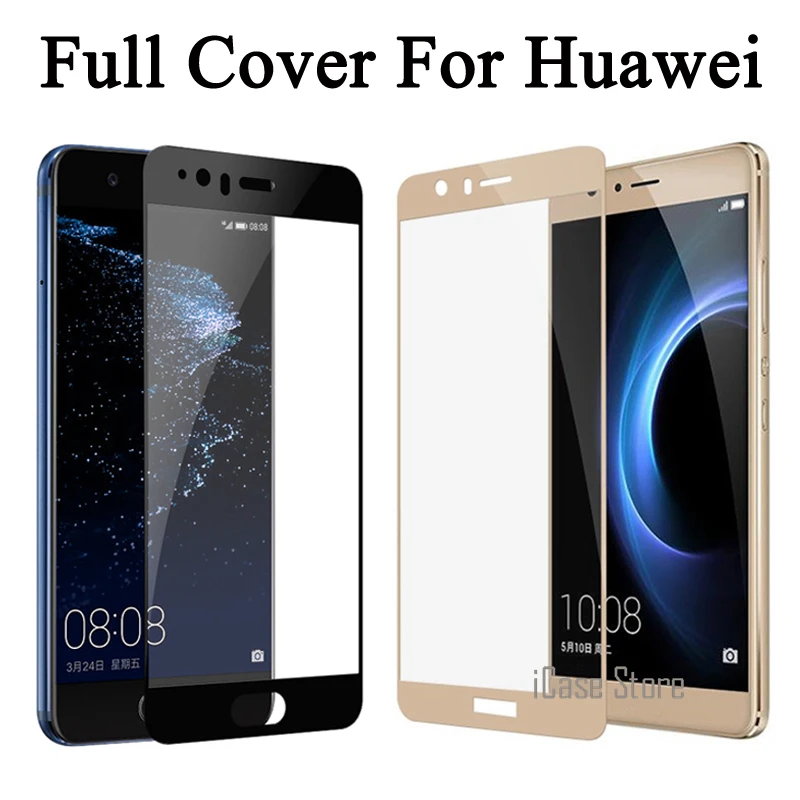 

Full Cover Tempered Glass For Huawei P9 Lite Plus P8 Lite 2017 P10 Screen Protector For Huawei Honor 8 6X 6 7 V9 V8 Nova Case