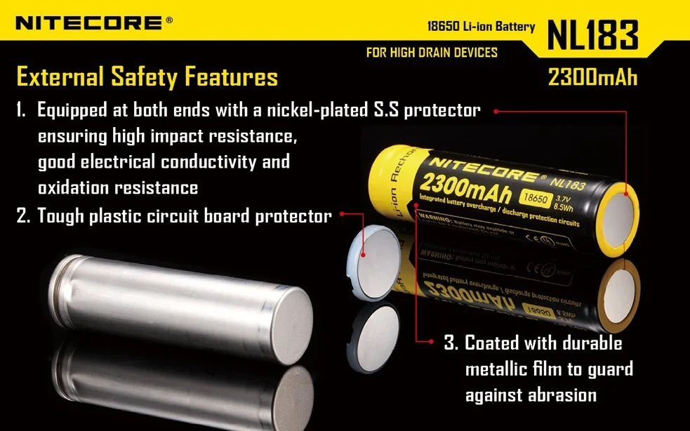 1 шт Nitecore 18650 NL183 2300mAH 3,7 v защищенная PCB литий-ионная аккумуляторная батарея