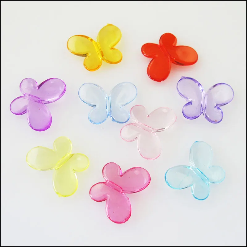 

New 45Pcs Mixed Plastic Acrylic Clear Butterfly Spacer Beads Charms 13x17mm