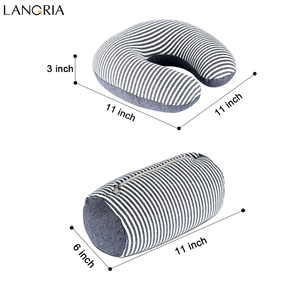 LANGRIA u-образная медленная Подушка с эффектом памяти, подушка для путешествий, подушка для шеи, забота о здоровье, подголовник для офиса, летная машина, для путешествий