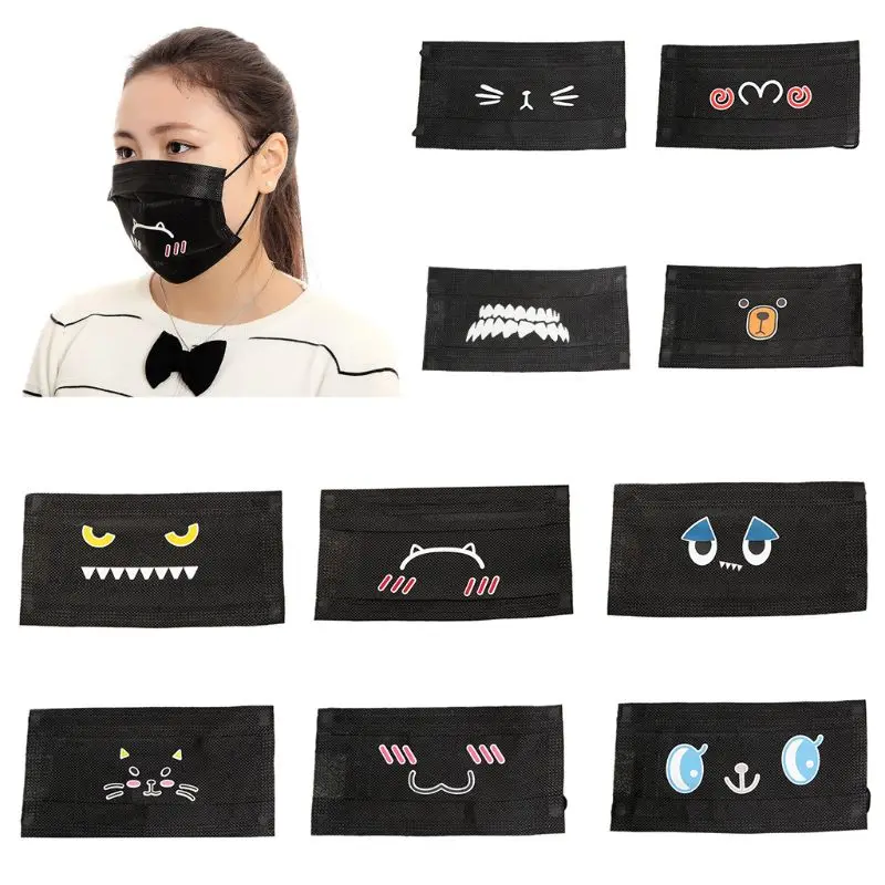 

Unisex Dustproof Disposable Mouth Mask Cute Kawaii Printed Non-Woven Mouth-Muffle Party Cosplay Medical Earloop Cover