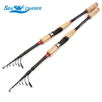

NEW wooden handle 2.1M 2.4M 2.7M carbon Spinning Rod lure telescopic fishing rod Portable travel fishing pole Free shipping