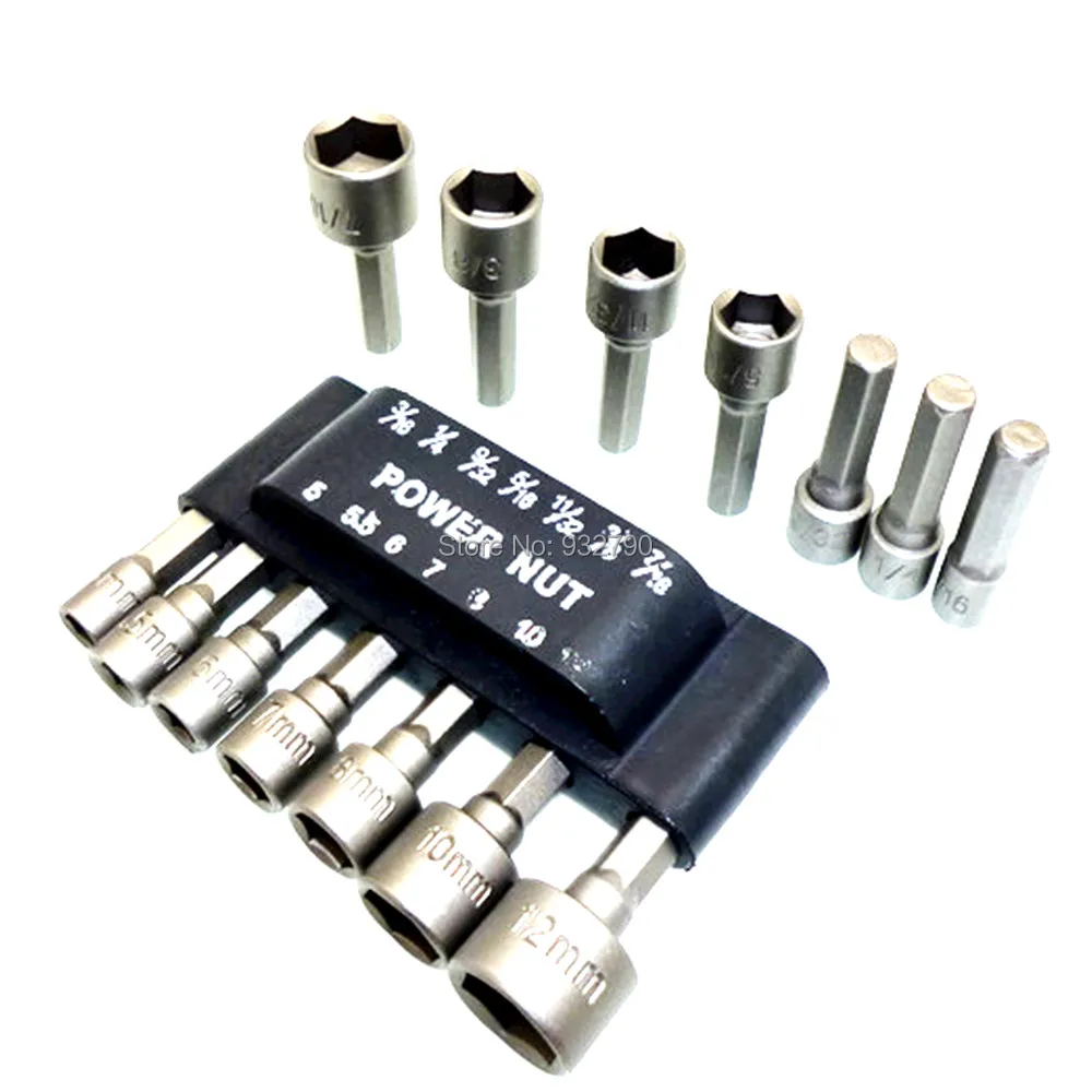 14pc Sae Metric Quick Change Power Nut Driver Bit Set Screwdriver Nutdrivers Hand Tools Wrench