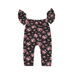 Канис для новорожденных девочек с плеча ползунки для маленьких девочек дети цветочный комбинезон хлопковая одежда комбинезон брюки