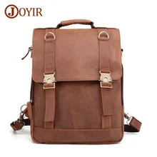 JOYIR Crazy Horse Cowhide Men Backpack Genuine Leather Vintage Daypack Travel Computer School Book Bags Male Laptop Bag Knapsack niuboa top quality cowhide first layer knapsack male computer preppy school bag vintage genuine leather rucksack men backpack