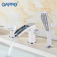 GAPPO Bathroom Shower Faucet tap set robinet banheira shower mixer bathtub faucet shower waterfall brass bath faucet mixer kemaidi new fashion luxury gold brass bathtub bathroom shower faucet set ceramic handle tub mixer waterfall hand shower