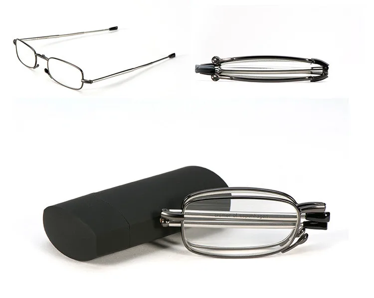 Высококачественные брендовые складные очки для чтения, 5 цветов, для женщин и мужчин, портативная металлическая оправа, анти усталость, складные очки для дальнозоркости R117