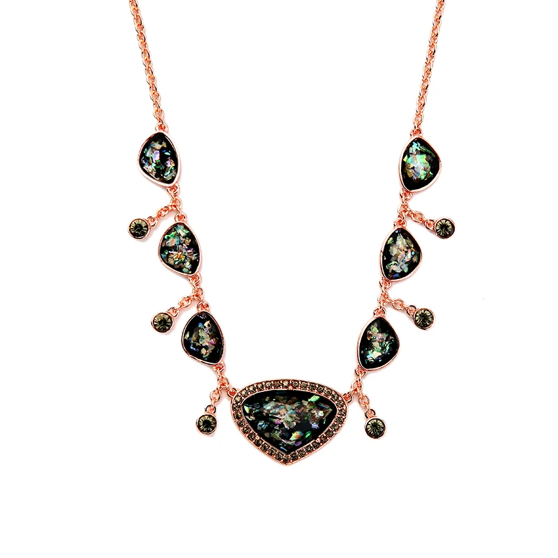 

New Brand Rose Gold Color Chain Necklace Geometric Resin Pendant Jewelry Collier Femme Maxi Necklace