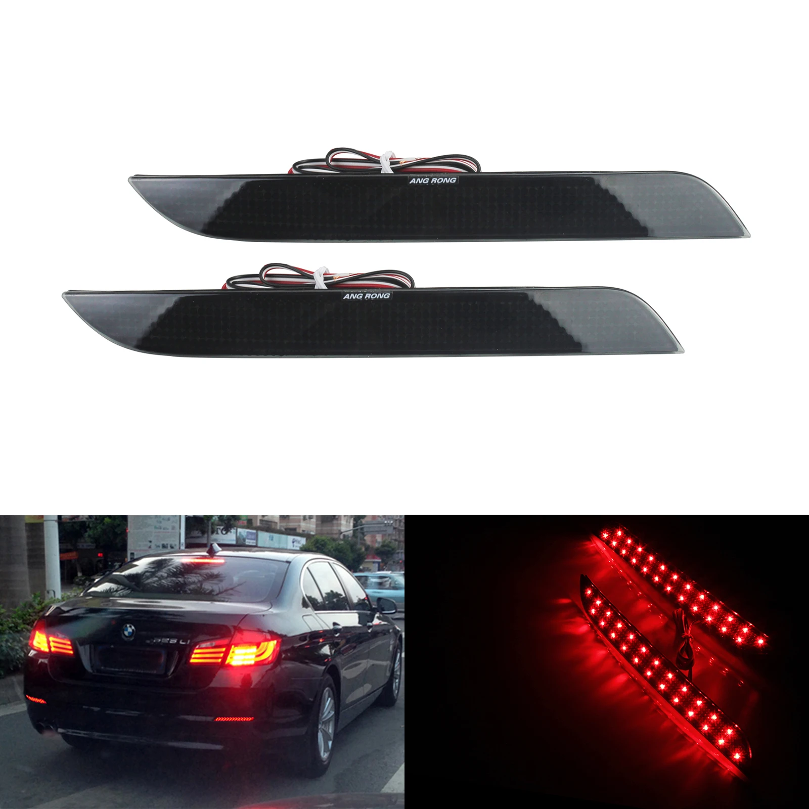 ANGRONG 2PCS LED Rear Bumper Reflector Reverse Tail Stop Brake Light font b Lamps b font