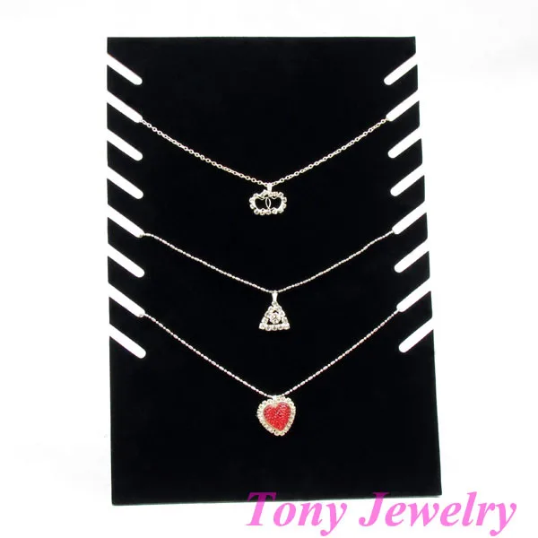 

TONVIC Wholesale 4 Black Velvet Necklace Display Stand Board For 8 Pcs TVC-WHNS-01