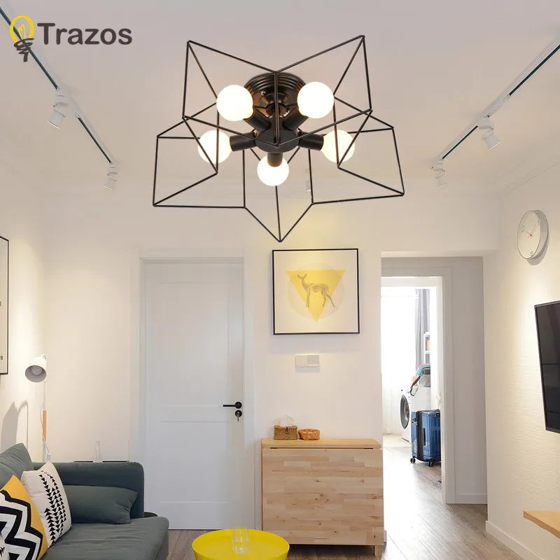 

New Black star design E27 with bulbs ceiling lamp vintage personality modern brief led ceiling light Free Shipping