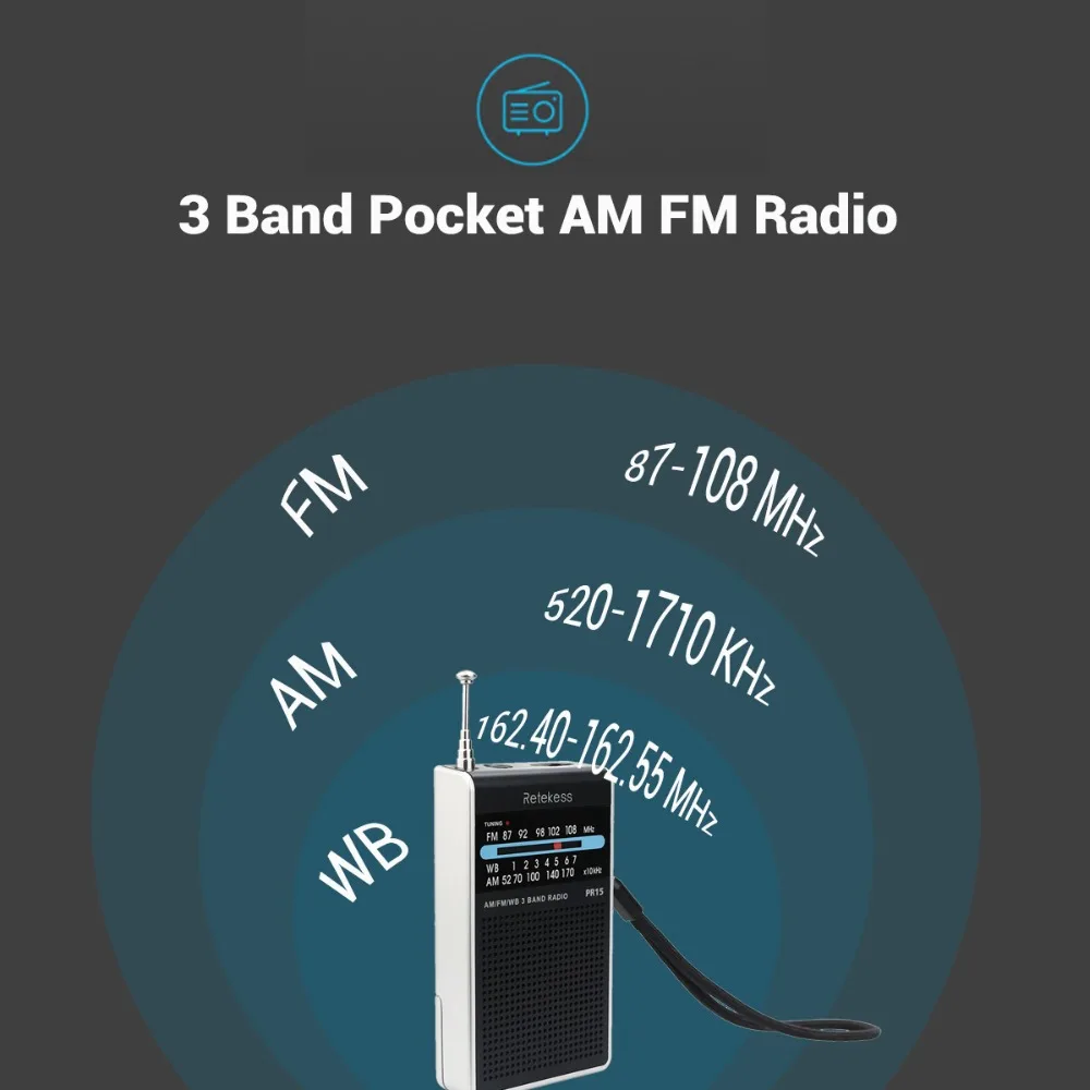 RETEKESS PR15 указатель тюнинг радио FM AM NOAA аварийного погоды Предупреждение мини портативные радио портативное карманное радио ресивером