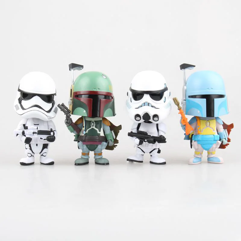 

Car Ornament Cute Decoration Shaking Head Doll For Star Wars Stormtrooper Boba Fett Action Figure Auto Interior Bobblehead Toys