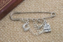 12pcs Rocky Horror Show inspired Brad and Janet themed charm with chain kilt pin brooch 50mm