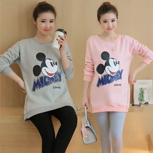 Plus Velvet Cotton Maternity Hoodie Sweatshirt Pullover Clothing Clothes for Pregnant Women Spring Autumn Outerwear Tops B250
